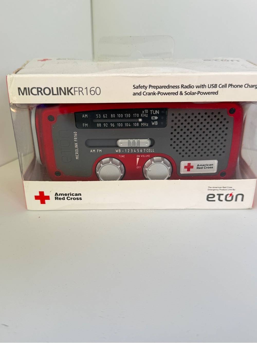 Eton Microlink FR160 MINI Red Cross Radio Flashlight AM/FM Radio Solar HandCrank